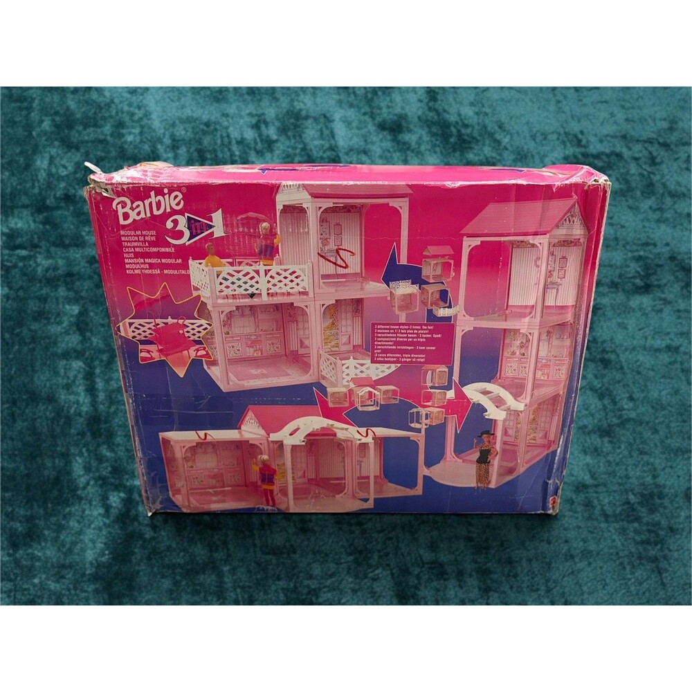 VTG 1994 Mattel Barbie 3-in-1 Modular Dollhouse Box Manual Italy Almost Complete